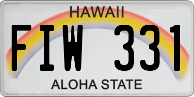HI license plate FIW331