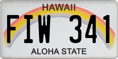 HI license plate FIW341