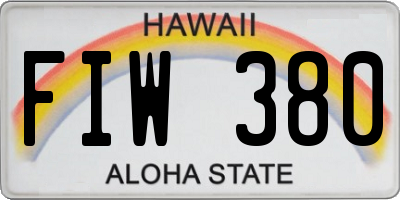 HI license plate FIW380