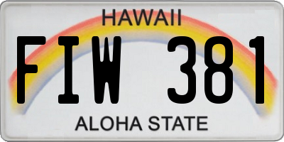 HI license plate FIW381