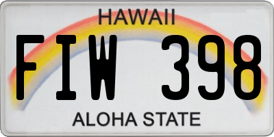 HI license plate FIW398