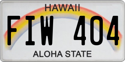HI license plate FIW404
