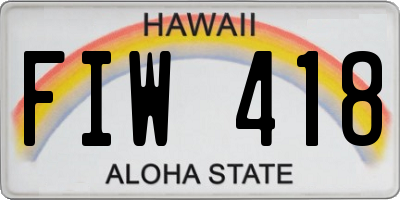 HI license plate FIW418