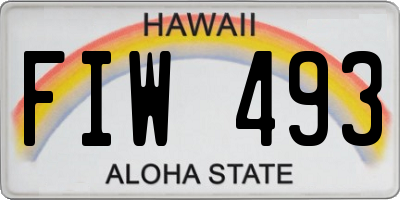 HI license plate FIW493