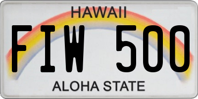 HI license plate FIW500