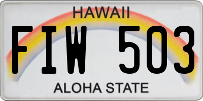 HI license plate FIW503