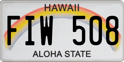 HI license plate FIW508
