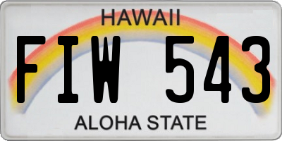 HI license plate FIW543