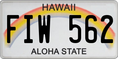 HI license plate FIW562