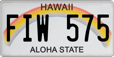 HI license plate FIW575