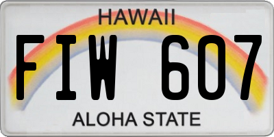 HI license plate FIW607