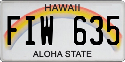 HI license plate FIW635