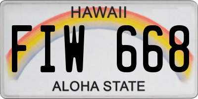 HI license plate FIW668