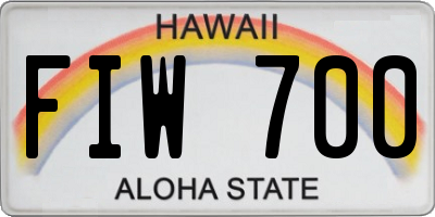 HI license plate FIW700