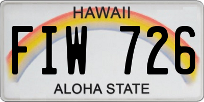 HI license plate FIW726