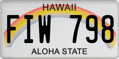 HI license plate FIW798