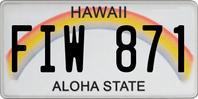 HI license plate FIW871