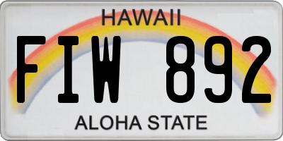 HI license plate FIW892
