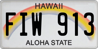 HI license plate FIW913