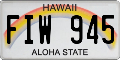 HI license plate FIW945