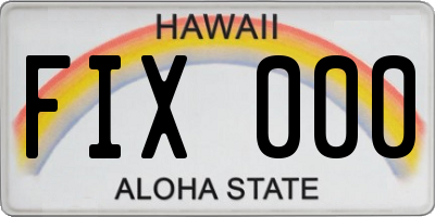 HI license plate FIX000