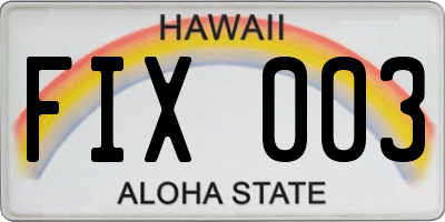 HI license plate FIX003
