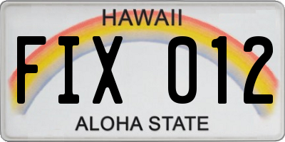 HI license plate FIX012