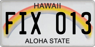 HI license plate FIX013