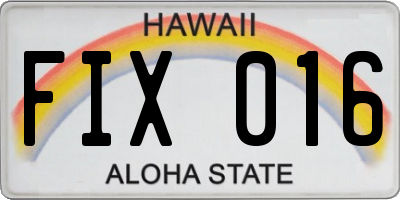 HI license plate FIX016