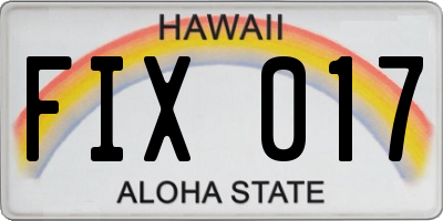 HI license plate FIX017