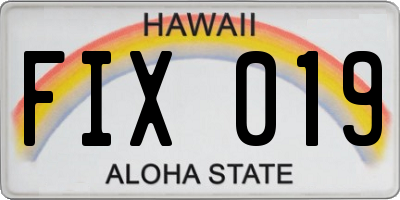 HI license plate FIX019