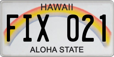HI license plate FIX021
