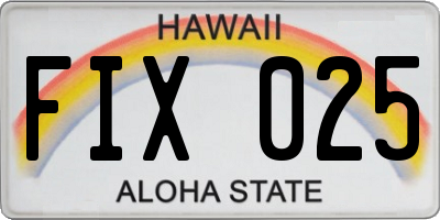 HI license plate FIX025