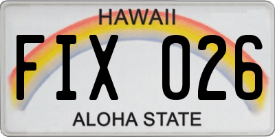 HI license plate FIX026