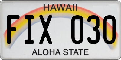 HI license plate FIX030