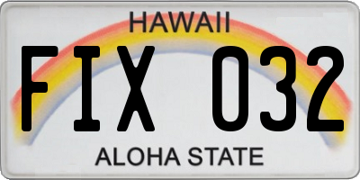 HI license plate FIX032