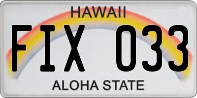 HI license plate FIX033