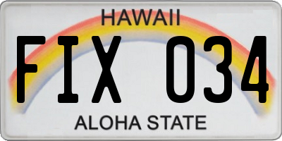 HI license plate FIX034