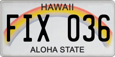 HI license plate FIX036