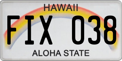 HI license plate FIX038