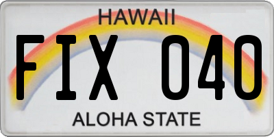 HI license plate FIX040