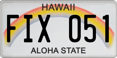 HI license plate FIX051