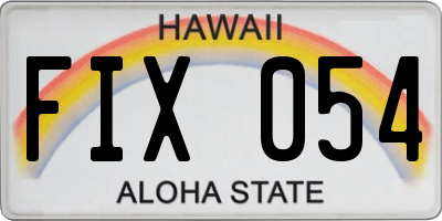 HI license plate FIX054