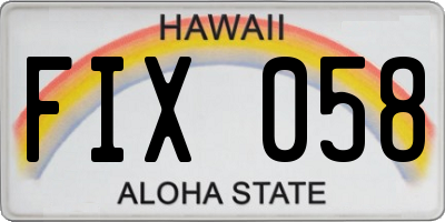 HI license plate FIX058