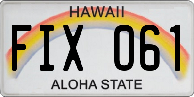 HI license plate FIX061