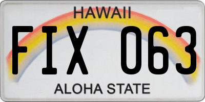 HI license plate FIX063