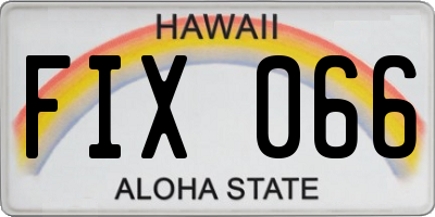 HI license plate FIX066
