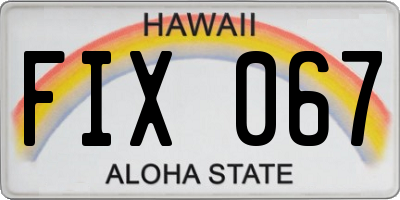 HI license plate FIX067
