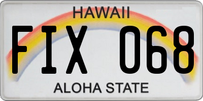 HI license plate FIX068