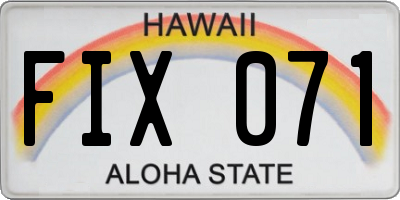 HI license plate FIX071